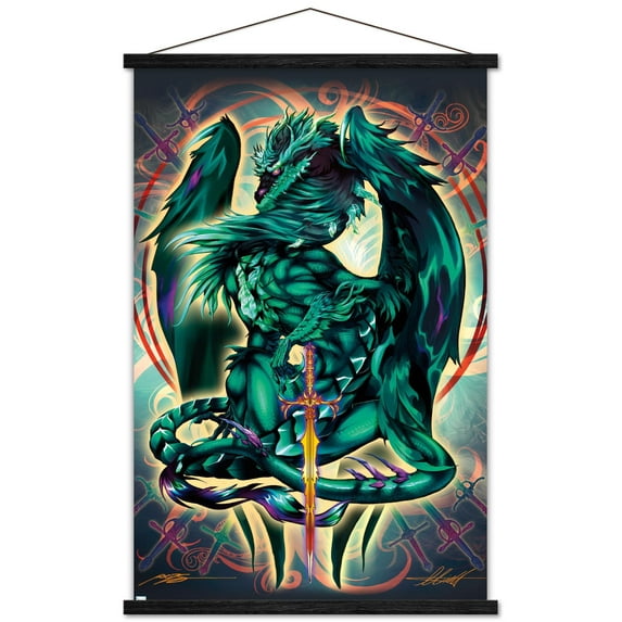 Ruth Thompson - Dragonblade Terrablade Wall Poster with Wooden Magnetic Frame, 22.375" x 34"