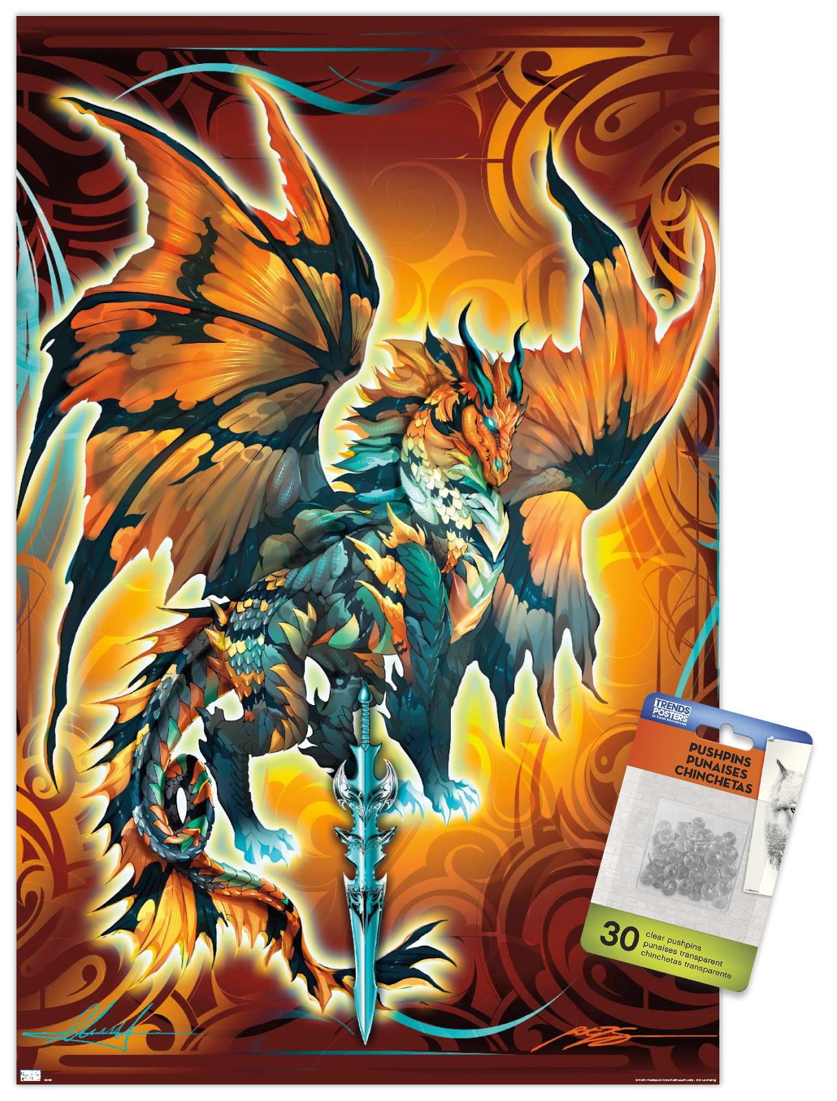 Ruth Thompson - Dragonblade Thunderblade Wall Poster with Pushpins, 14.725" x 22.375"