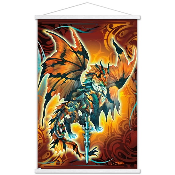 Ruth Thompson - Dragonblade Thunderblade Wall Poster with Wooden Magnetic Frame, 22.375" x 34"