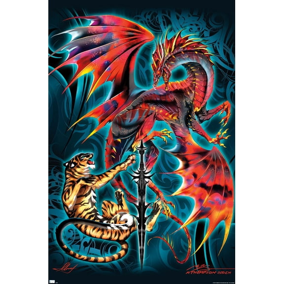 Ruth Thompson - Dragonblade Tigerblade Wall Poster, 14.725" x 22.375"