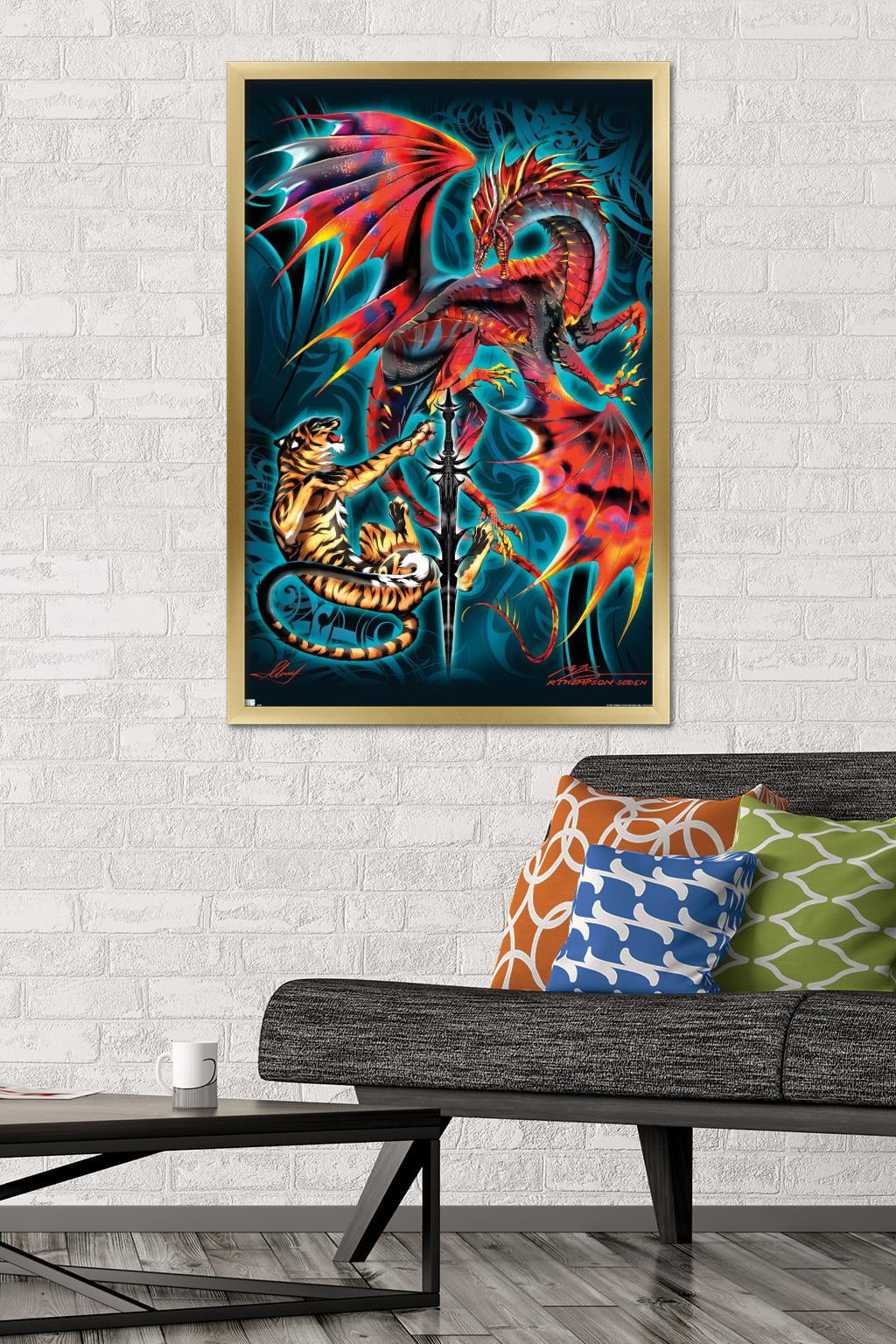 Ruth Thompson - Dragonblade Tigerblade Wall Poster, 22.375" x 34", Framed