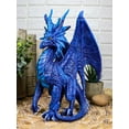 thumbnail image 1 of Ruth Thompson Fantasy Blue Check Mate Dragon With Majestic Horns Statue 9" Tall, 1 of 6
