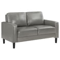 thumbnail image 1 of Ruth Upholstered Track Arm Faux Leather Loveseat Grey, 1 of 5