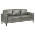 thumbnail image 1 of Ruth Upholstered Track Arm Faux Leather Sofa Grey, 1 of 5