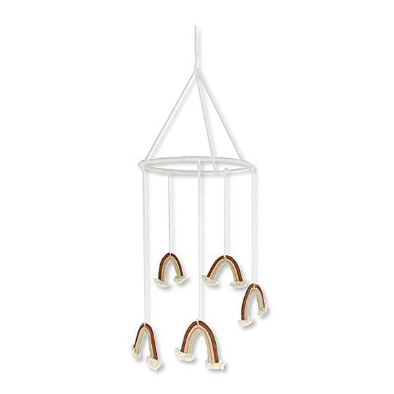 Ruth + Wilde Macrame Rainbow Nursery Mobile for Baby's Room Decoration,Rust Burgundy,Blush Pink,Tan