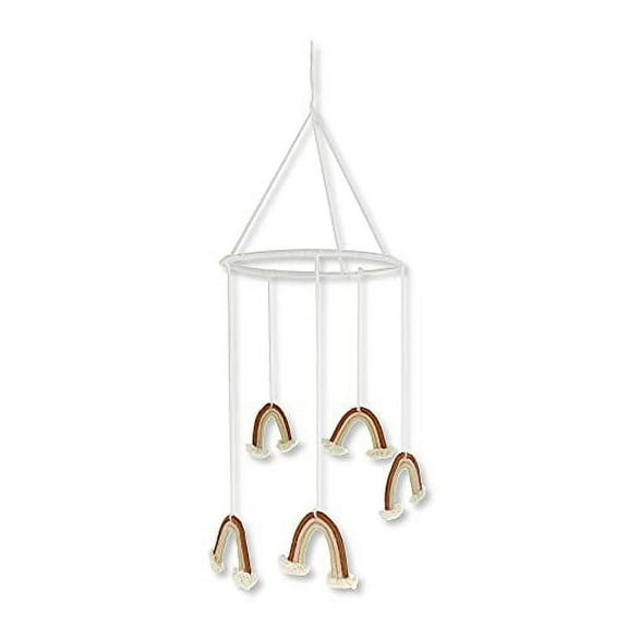 Ruth + Wilde Macrame Rainbow Nursery Mobile for Baby's Room Decoration,Rust Burgundy,Blush Pink,Tan