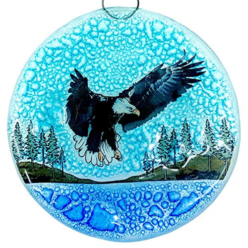 Ruth's Ethical Goods Bald Eagle Christmas Tree Ornament - Art Glass Light Catcher