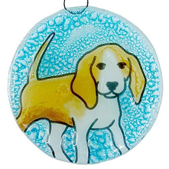 Ruth's Ethical Goods Beagle Puppy Dog Christmas Tree Ornament - Art Glass Light Catcher