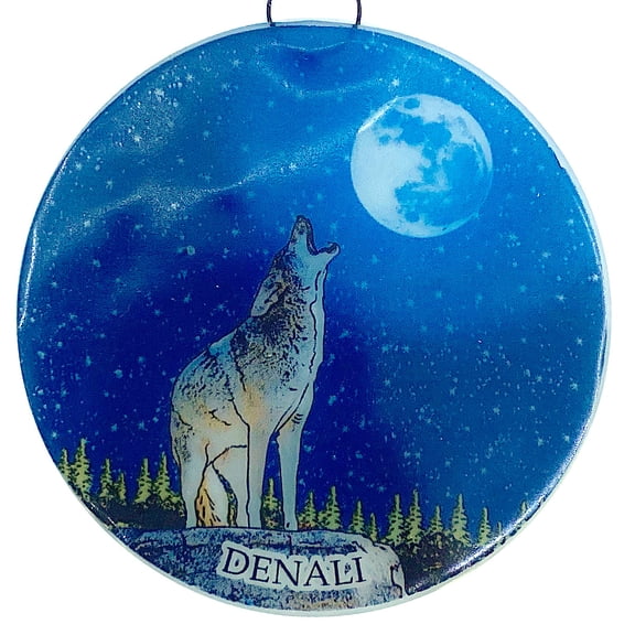 Ruth's Ethical Goods Denali Alaska Christmas Tree Ornament - Art Glass Light Catcher Mount McKinley