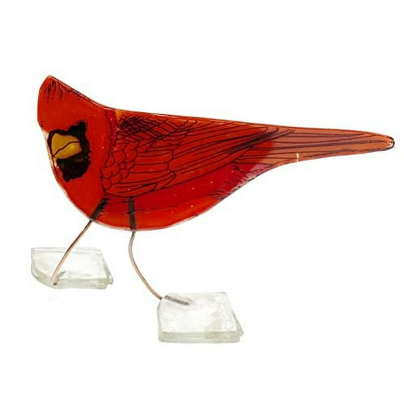 Ruth's Ethical Goods Glass Cardinal Bird - Art Glass Light Catcher Standing Bird Sculpture