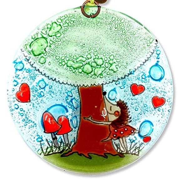 Ruth's Ethical Goods Hedgehog Tree Hugger Christmas Tree Ornament - Art Glass Light Catcher