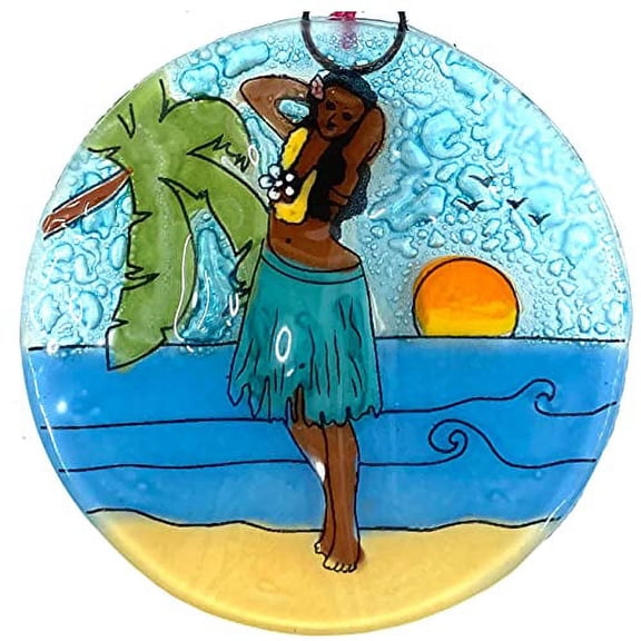 Ruth's Ethical Goods Hula Dancer Christmas Tree Ornament - Art Glass Light Catcher