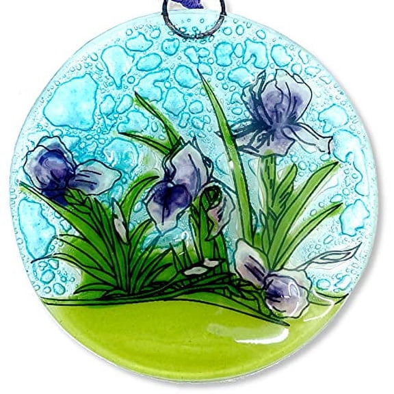 Ruth's Ethical Goods Iris Flower Christmas Tree Ornament - Art Glass Light Catcher