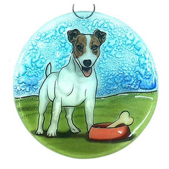 Ruth's Ethical Goods Jack Russel Terrier Dog Christmas Tree Ornament - Art Glass Light Catcher