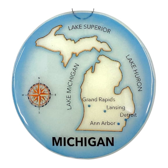 Ruth's Ethical Goods Michigan State Map Christmas Tree Ornament - Art Glass Light Catcher