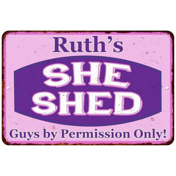 Ruth's Purple & Pink SHE SHED Vintage Sign 8x12 Woman Wall Decor 208120040025