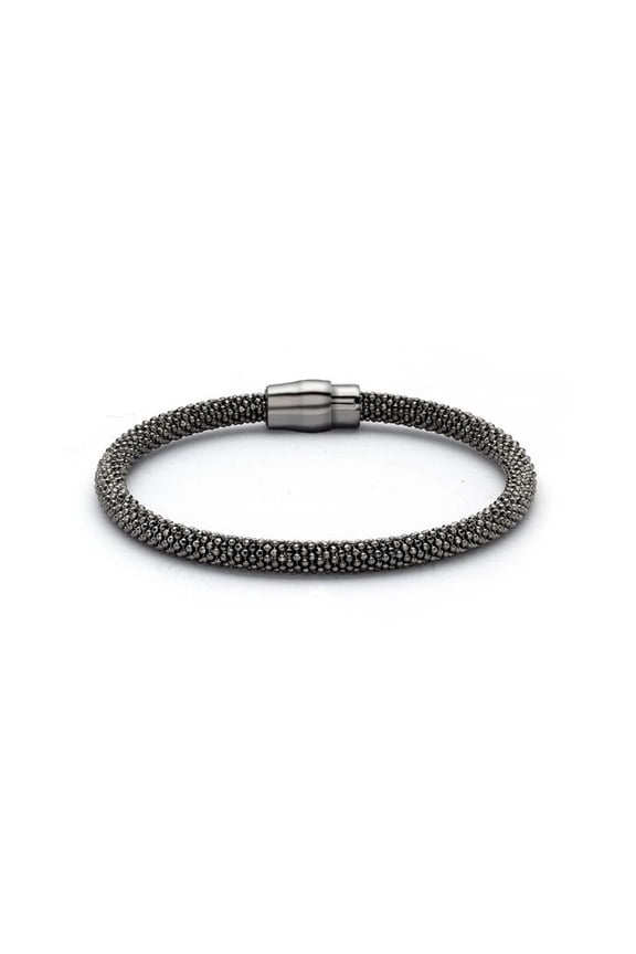 Ruthenium Black Silver Jewelco London Bead Magnetic Popcorn Bracelet 5mm
