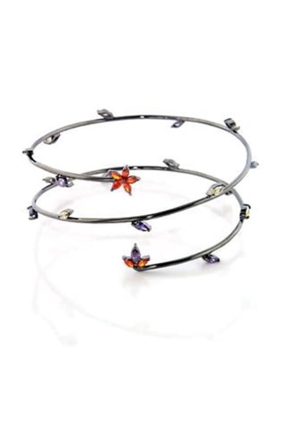 Ruthenium Brass Arm Loop with AAA CZ - Multi Color Fashion Jewelry - Women's Bangle Bracelet - Lightweight Armlet - Stylish Accessory