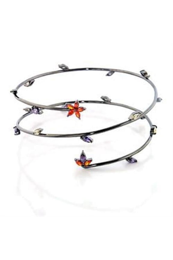 Ruthenium Brass Arm Loop with AAA Grade CZ in Multi Color for Women Multi Color Stone Color Style LOA453