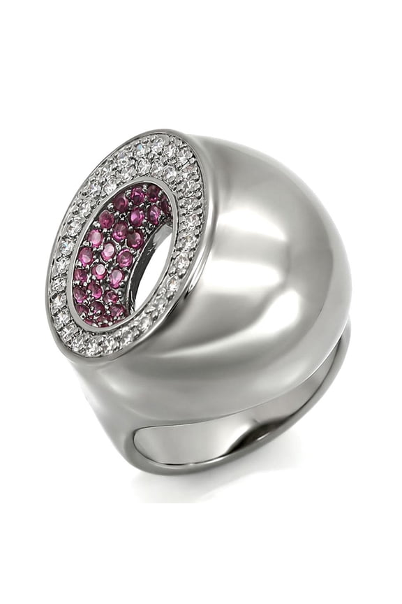 Ruthenium Brass Ring with Synthetic Garnet in Ruby for Women Ruby Stone Color Style 0W304 Size 10
