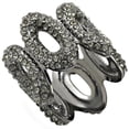 thumbnail image 1 of Ruthenium Brass Ring with Top Grade Crystal, Black Diamond - Size 8, 1 of 1