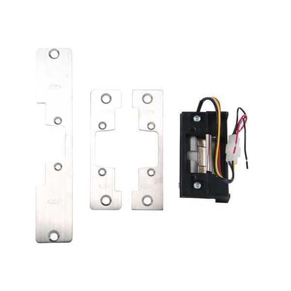 Electric Door Strike, Stainless Steel, Brushed, Includes: Trim Plate