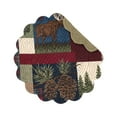 thumbnail image 1 of Rutherford Single Placemat Quilted Round Rustic Lodge Deer Bear Patchwork, 17", 1 of 6