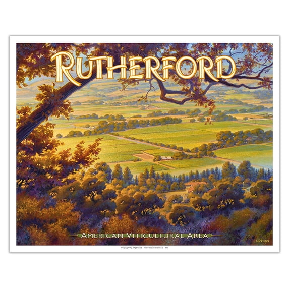 Rutherford Wineries - Napa Valley - California Vineyards Wine Country Art by Kerne Erickson - Fine Art Matte Paper Print (Unframed) 16x20in