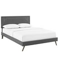 thumbnail image 1 of Modway Ruthie Queen Fabric Platform Bed with Round Splayed Legs in Gray, 1 of 6