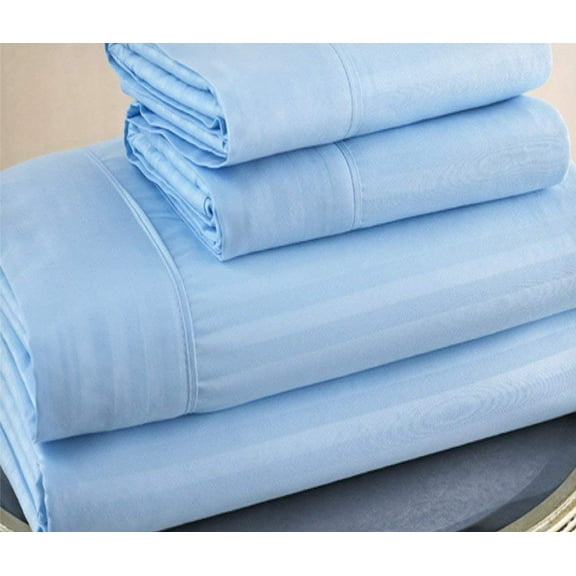 Ruthie's Textile 2 Pack: 4-Piece Blue Set Hotel Life Deluxe 100% Cotton Queen Sateen Sheet Set