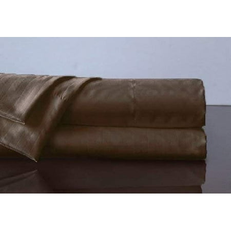 Ruthie's Textile Queen Size Coffee 500 Thread Count 100% Cotton Sateen Dobby Stripe Sheet Set