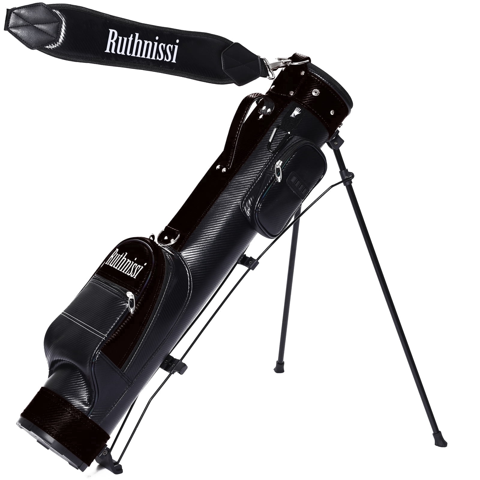 Ruthnissi Sunday Golf Bag with Stand and a Cooler Pouch，Lightweight for Driving Range Mini Course Training Practice Man Women,Travel Case Vertical Hard Shell Tube for Airlines, with Detacheble Padded