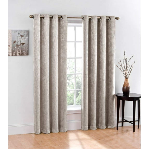 Ruthy'S Textile Beige 2 X 54" X 84" Blackout Room Darkening Thermal Insulated Curtain Grommet Panels For Bedroom - Energy Efficient, Complete Darkness, Noise Reducing