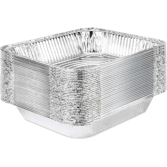 Ruthy's Outlet 9" X 13" Disposable Aluminum Foil Pans, Half Size Steam Table Deep, Silver, 1.5 Inches Deep 100 Pack