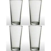 Ruthy's Outlet Drinking Glasses Set of 4 Glass Cups, 14 Oz. Ring Cooler Glassware, ideal for Water, Juice, Cocktails, Iced Tea and more. Dishwasher Safe.