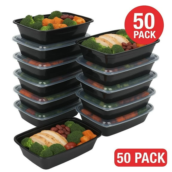 Ruthy's Outlet Meal Prep Containers W/Lids -Square Food Storage BPA-Free Stackable Microwave Freezer & Dishwasher Safe Reusable Lunch Bento Box Portion Control & Planning 50 Pack, 12 oz