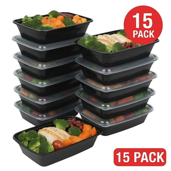 Ruthy's Outlet Meal Prep Containers W/Lids -Square Food Storage BPA-Free Stackable Microwave Freezer & Dishwasher Safe Reusable Lunch Bento Box Portion Control & Planning 15 Pack, 32 oz