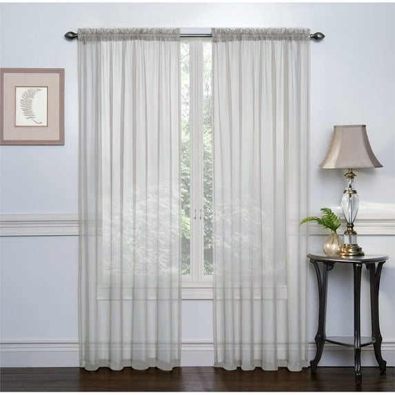 Ruthy's Textile 2-Pack Window Curtain Sheer Panels Total Width 108"x84" Grey