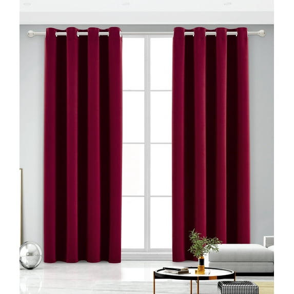 Ruthy's Textile 2 Piece Thermal Room Darkening Blackout Window Curtain Grommet Panels 54" X 84" Total Width 108" X 84" Burgundy