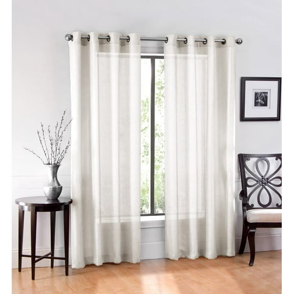 Ruthy's Textile 2 Piece Window Sheer Curtains Grommet Panels 54" X 90" Total 108" X 90" Inch Length for Kitchen,Bedroom/Living Room Color: Ivory