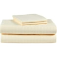 thumbnail image 1 of Ruthy's Textile 300 Thread Count 100% Cotton Sateen Dobby Stripe Sheet Set, King, Ivory, 1 of 1