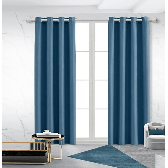 Ruthy's Textile Blackout Curtains for Bedroom, Solid Thermal Insulated with Grommet Noise Reduction Window Drapes, Room Darkening Curtains for Living Room, 2 Panels, 54 x 84 inch - Teal