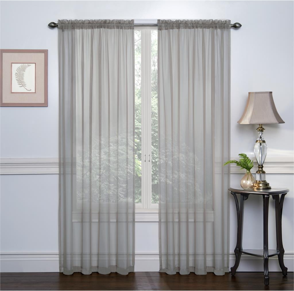 Ruthy's Textile Grey Sheer Curtains Set of 2 Window Panel Drape Pair 54" X 84" Inch for Kitchen Bedroom Children Living Room Yard