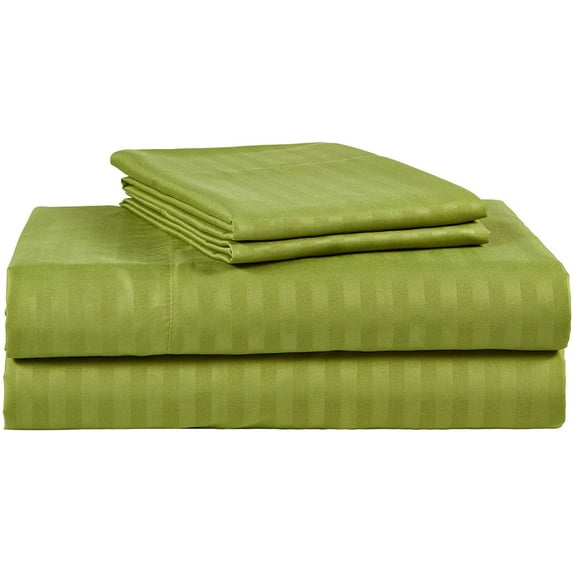 Ruthy's Textile King Size Sage 500 Thread Count 100% Cotton Sateen Dobby Stripe Sheet Set