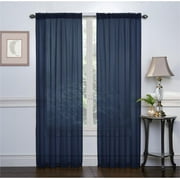 Ruthy's Textile Navy Sheer Curtains Set of 2 Window Panel Drape Pair 54" X 84" Inch for Kitchen Bedroom Children Living Room Yard