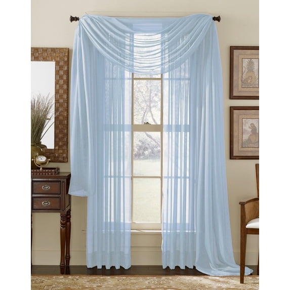 Ruthy's Textile Voile Sheer Rod Pocket Curtain Window Panel Pair 54" X 84" each, Color: Light Blue