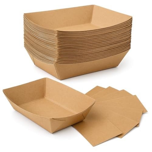 Ruthys Outlet Paper Food Trays Disposable Paper Boat, Kraft Serving Boats, Food Holder Trays for Snacks French Fries Nachos Hot Dog Tacos BBQ Party & Concessions 250, 2 lb