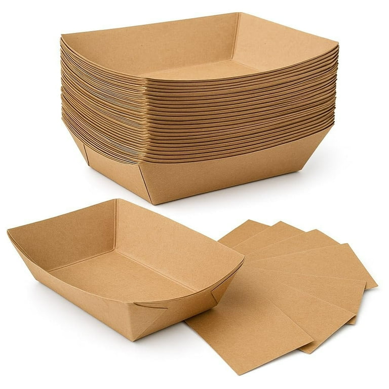 Bio Tek 1/2 Lb Kraft Paper #50 Food Tray / Boat - 4 1/4" X 2 3/4" X 1 1/2" - 400 Count Box