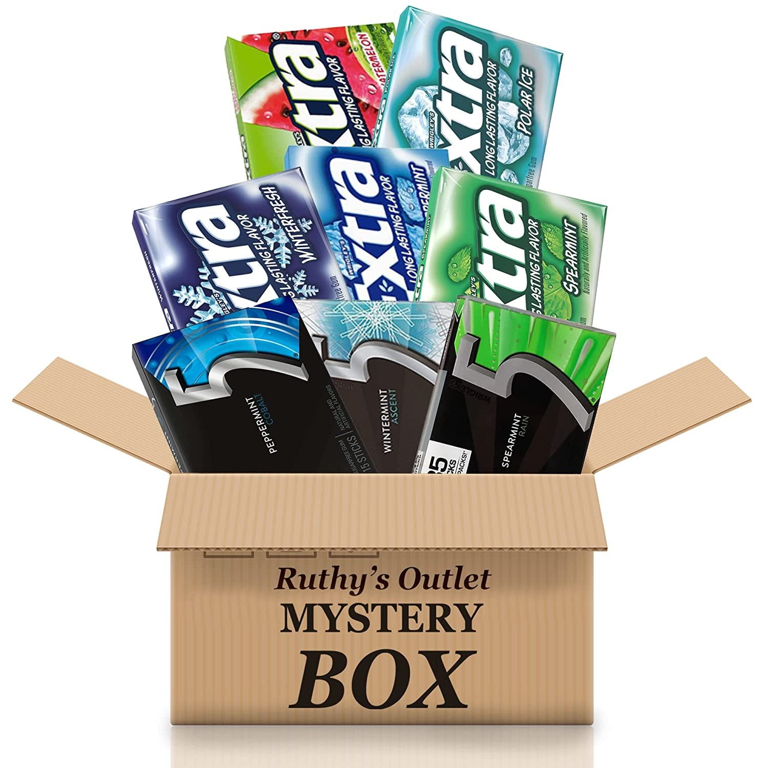 Ruthys Outlet chewing gum variety Assorted Flavor pack  5 Gum & Extra Long Lasting Sugar Free Chewing Gum Variety Flavor packs 20 Pack