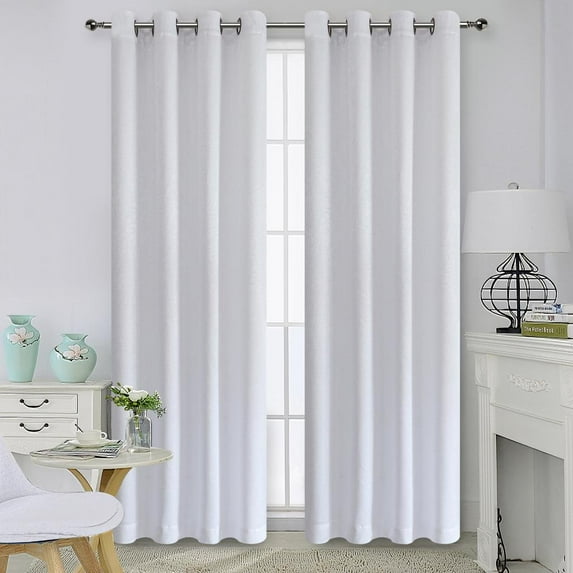 Ruthys Textile Blackout Curtains for Bedroom - Grommet Room Darkening Curtains for Living Room, Set of 2 Panels - Size 52 X 84 Inch Each - Color: White